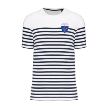 T-shirt marinière col rond homme blanc bleu