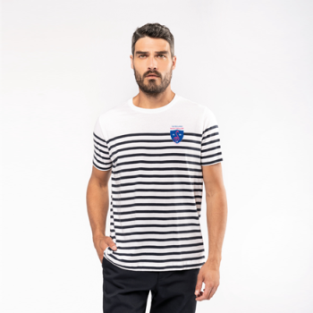 T-shirt marinière col rond homme blanc bleu