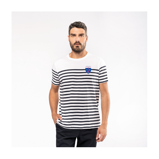 T-shirt marinière col rond homme blanc bleu