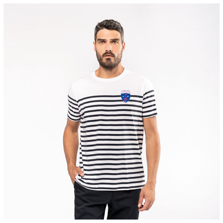 T-shirt marinière col rond homme blanc bleu
